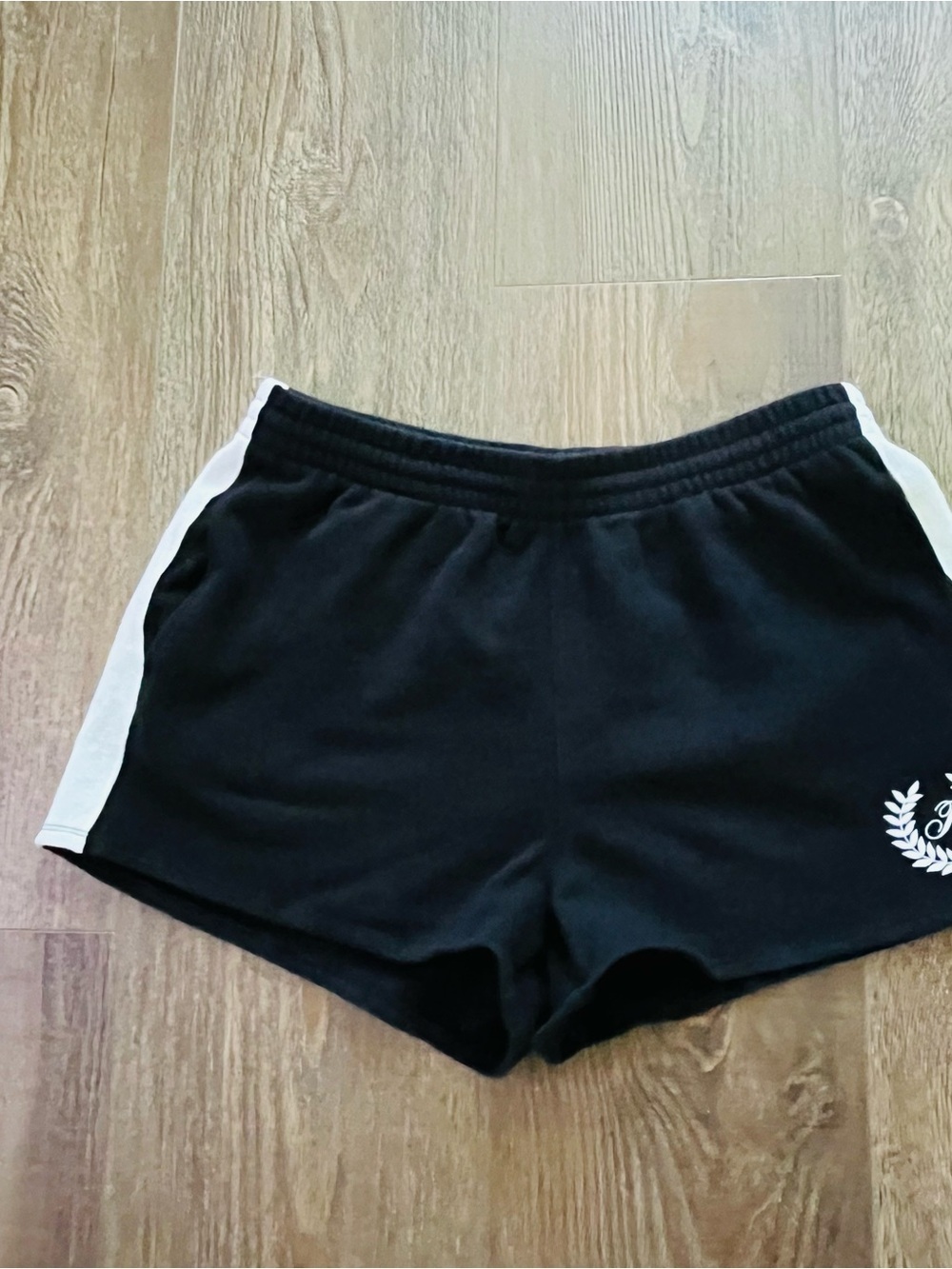 PINK Victoria's Secret Black Athletic Shorts with White Side Panels